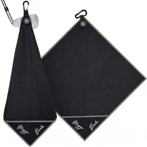 Custom Print Logo Design Golf Towel Black Embroidered Sublimation Golf Caddy Towel Plain Waffle Microfiber Golf Towels