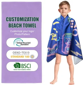 Custom Print Microfiber Beach Towel Sand Free Quickdry Cartoon Sport Kids Beach Towels with logo
