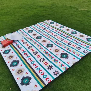 Custom Print Outdoor Large Foldable Pocket Portable Handle Sand Free Proof Waterproof Camping Beach Blanket Picnic Mat