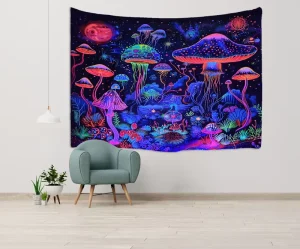 Custom Print UV Tapestry Black Light Wall Hanging Ultraviolet Backdrop