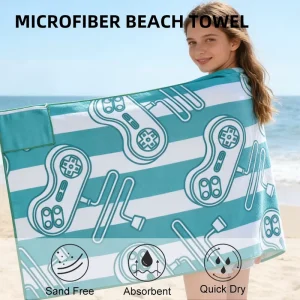 Custom Print Waffle Beach Towel Personalized Luxury Quick Dry Sand Free Kids Microfiber Beach Towel