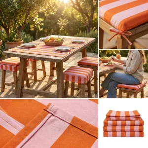 Custom Printed 5cm Orange Stripes Striped Fabric 6oz 16oz Polyester Stripes Canvas for Sofa Cover Tablecloth Pillow Home Decor