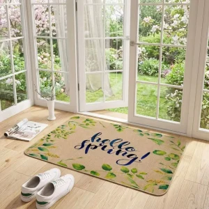 Custom Printed Animal Print Washable Faux Linen Non Slip Door Mat Indoor Rug for Home Kitchen Bathroom 40x60cm