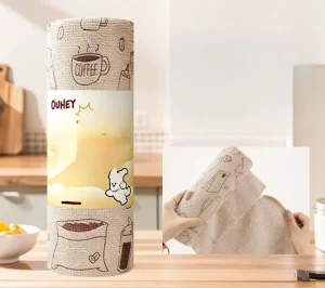 Custom Printed Cartoon Tearable Roll Microfiber Towel Quick Dry Eco Friendly Multi Purpose for Kitchen Tableware Cleaning
