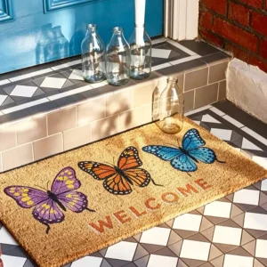 Custom Printed Coconut Fiber Door Mat Heavy Duty Welcome Entrance Rug for Outdoor Indoor Front Porch Patio Mud Room