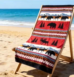 Custom Printed Cotton Beach Towel Soft & Absorbent Personalized for Travel