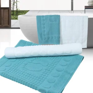 Custom Printed Design 100% Cotton Hotel Bath Mat Towel Set