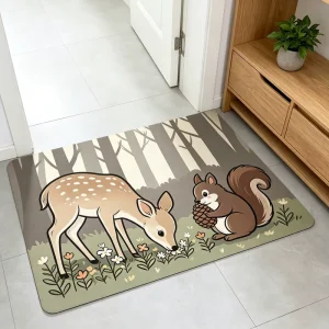 Custom Printed Diatom Mud Mat Surface Washable Non Slip Bathroom Floor Carpet for Modern Home Decoration
