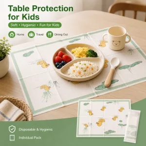 Custom Printed Disposable Placemat for Kids 40cm Width OEM Packaging Food Grade Non Slip Table Mat Baby Travel Dining Made China