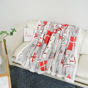 Custom Printed Flannel Sherpa Fleece Blanket Giftable Christmas Blanket Exquisite Thick Warm Throw Blanket