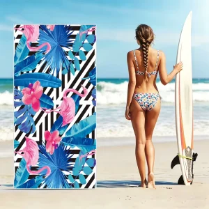 Custom Printed Floral Pattern Quick Dry Sand Free Microfiber Beach Towel Modern Style for Adults Summer Use