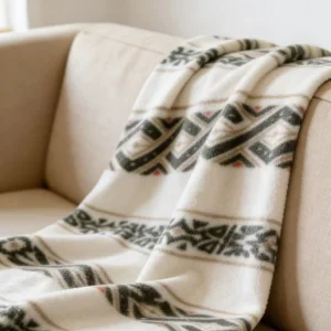 Custom Printed Knitted Fleece Fabric Medium Weight 100% Polyester Cozy Warm Soft Throw Blanket for Sofa