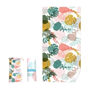Custom Printed Lightweight Microfiber Beach Towel Large Size Quick Dry Sand Free Tropical Style for Personalised Logo