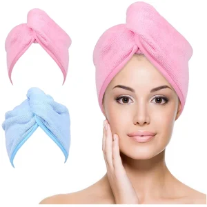 Custom Printed Logo Microfiber Hair Towel Quick Dry Knitted Hair Drying Towel