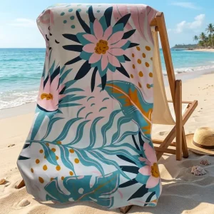 Custom Printed Microfiber Beach Towel Quick Dry Soft Absorbent Tropical Floral Towels with Logo OEM ODM Bulk