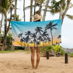 Custom Printed Microfiber Beach Towel with Fast Shipping Oversized and Sand Free Eco Friendly Sports Pattern Logo Included