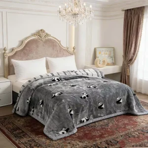 Custom Printed Multi-colour Thickened All Seasons 6kg Soft Cosy Raschel Fleece Blanket for Winter