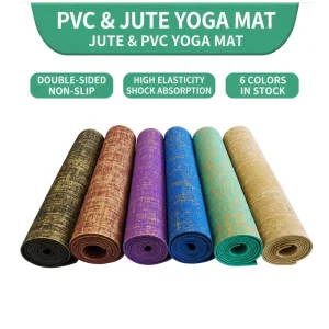 Custom Printed Natural Jute Linen Yoga Mat Sweat wicking Anti slip PVC Composite Yoga Exercise Mat