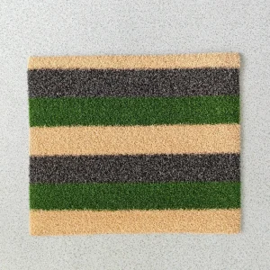 Custom Printed Non-Slip Polypropylene Door Mats Striped Pattern Grass Doormat