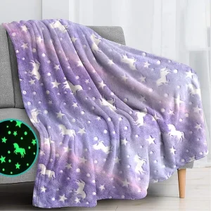 Custom Printed Pattern Animals Star Polyester Glow in the Dark Flannel Blankets for Offset Printing