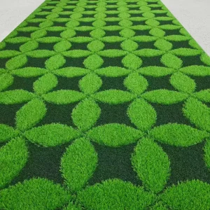 Custom Printed Pattern Durable Fireproof PP Outdoor Artificial Grass Carpet 3D Embossed Design for Landscaping Putting Green