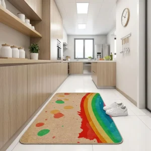 Custom Printed Polyester Faux Linen Non-Slip Waterproof Eco-Friendly Door Mat for Home Kitchen Bathroom 40x60cm