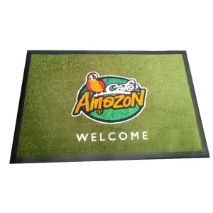 Custom Printed Reversible Rubber Floor Entrance Door Mat Commercial Black Carpet Logo Mat for Store Novelty Pattern Washable