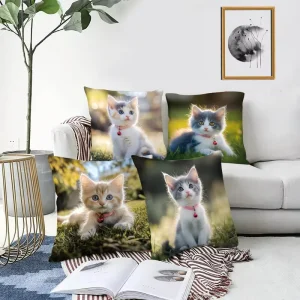 Custom Printed Square Woven Pillowcases & Cushion Covers Cozy Modern Design Zipper Closure Home Hotel & Outdoor Use