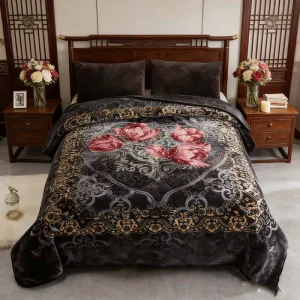 Custom Printing 2PLY One Side Embossed Cloudy Fleece Korean Style Quilting Minky Raschel Blanket