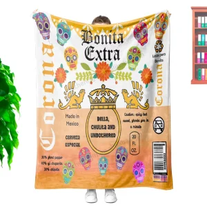 Custom Printing Mexico Corona Extra Beer Chingona Toxica Sublimation Fleece Travel Throw Blanket
