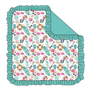 Custom Printing Two Layers 120*120cm Square Bamboo Baby Warm Swaddle Ruffled Blanket Comforter Baby Security Blanket