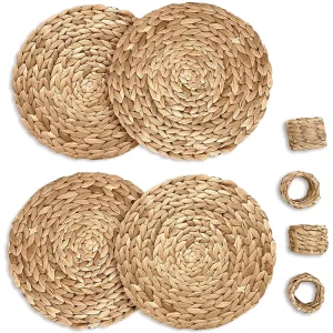Custom Private Label Round Degradable Wicker Straw Woven Seagrass Dinner Placemat for Wedding