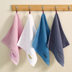 Custom Pure Cotton Children Face Towels Kids Washcloths Fingertip Bath Towel for Home Kitchen Square Towel Size 13.3″