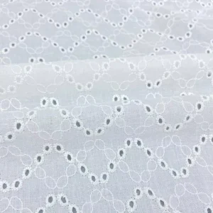 Custom Pure High Quality White Cotton Roll Fabric Eyelet Embroidery Fabric for Girls Dress