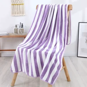 Custom Purple and White Stripes Quick Drying Bath Moisture Yoga Sports Beach Fitness Towel