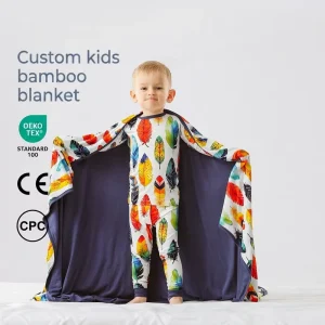 Custom Reactive Digital Print Double Layer Eco Friendly All Season Bamboo Swaddle Blanket OEKO TEX CPC CE Certified Reversible