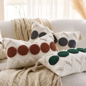 Custom Rectangle Bohemian Tufted Tassel Throw Pillows for Guesthouses Hotels Living Rooms Sofas Bay Windows Available