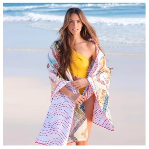 Custom Recycled Lightweight Beach Bath Towel Summer Quick Dry Sand Free Navy Blue Stripe Beach Towel with Bag