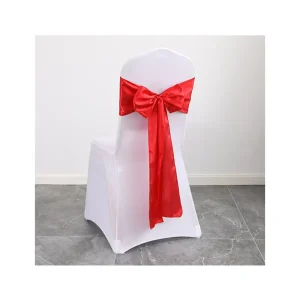Custom Red Satin Chair Covers Bows Banquet Wedding Party Pure Color Chair Sashes Chair Decoration