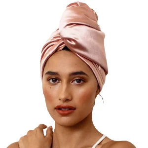Custom Reversible Twist Silk Bath Curly Hair Towel Turban Drying Cap 100% Mulberry Silk Hair Towel Wrap