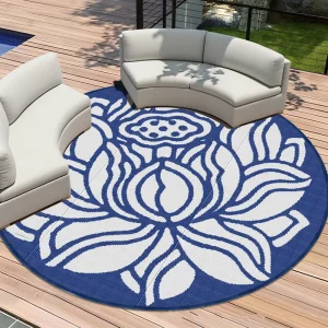 Custom Round Courtyard Outdoor Mat Garden Outdoor Rug Waterproof Carpet Patio Water-resistant Washable Outdoor Carpet Rug