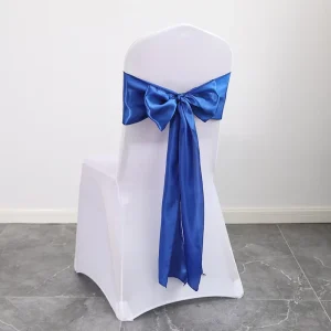 Custom Royal Blue Plain Satin Silk MutiColor Bow Tie Chair Sashes for Banquet Wedding Party Folding Chairs Decor