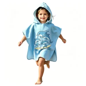 Custom Sand Proof Beach Hooded Poncho Towel Quick Dry Super Absorbent Bath Towel Cape Heat Transfer Printed Hooded Beach Towel