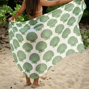 Custom Shell Design Rayon Sarong Pareo Beach Towel Women Square Printed Cover up