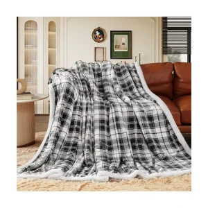 Custom Sherpa Knitted Throw Blanket Plaid Warm Cozy Soft Throw Blanket for Couch Bed Sofa