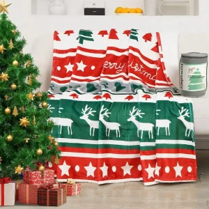 Custom Sherpa Plush Thick Fleece Christmas Blanket Flannel Fleece Luxury Blanket for Winter