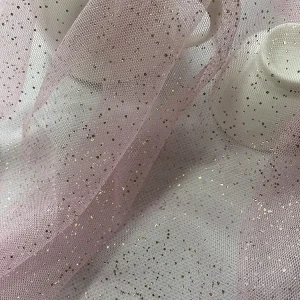 Custom Shimmer Tulle Fabric 100% Polyester Wedding Shining Pink Christmas Tulle Fabric for Wedding Decoration Dresses Fabric