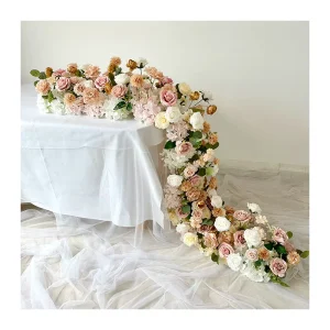 Custom Silk Flower Table Runner Floor Decoration OEM ODM Real Touch Silk Flowers Wedding Decoration