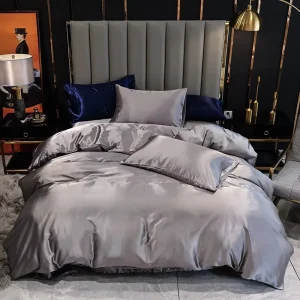 Custom Silk Satin Duvet Cover Set 3 Pieces Soft Solid Color Bedding Set Duvet Cover Set