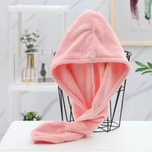 Custom Single Layer Coral Velvet Absorbent Quick Drying Shower Cap Soft Hair Drying Shampoo Towel Turban Cap with Button